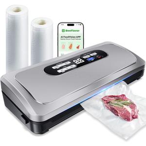 Vacuum Sealer Machine with AirLock ProSeal System, 10-in-1 Vacuum Sealer for Food, Dry & Moist Modes, Compact Design with Digital Timer, Built-in Cutter & Roll Storage, Silver-Grey