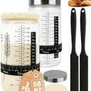 50oz Sourdough Starter Jar Kit, Large Capacity Sourdough Jar, Wide Mouth Sourdough Bread Starter Kit for Perfect Sour Dough Bread, Sourdough Starter Kit (Black, 2 Pack)