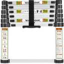 RIKADE Telescopic Ladder, 6.5 ft Aluminum Telescoping Ladder with Non-Slip Feet and Stable Hook, Portable Extension Ladder for Household and Outdoor Working, Max Load 330 lb, Aluminum