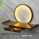 Wall-Mounted Buddha Statue Stand with LED, Small Buddhist Shrine Altar Table, Retractable Bamboo Prayer Offering Table for Living Room (Walnut Color, 23.6in)