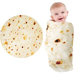 Burrito Baby Blanket, Tortilla Swaddle Blanket, Taco Blanket for Newborn Toddler, 285 GSM Soft Flannel Wearable Wrap Funny Gifts for Baby Shower & First Christmas Boy Girl 0-3 6 9 Months (Beige), 30*30 in