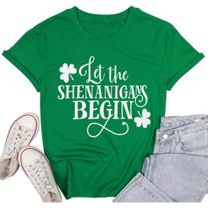 St Patricks Day Shirt Women Green Shamrock Lucky Tshirt Casual Clover Graphic T Shirt Irish Tee Tops (Small)