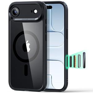 ESR for iPhone Air Case, Camera Control, Compatible with MagSafe, Shockproof Military-Grade Protection, Magnetic Phone Case for iPhone 17 Air Case, Clear Black