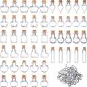 50 Pieces Small Mini Glass Jars Bottles with Cork Stopper 10 Style Christmas Wishing Glass Cork Bottle and 50 Pieces Eye Screws for Wedding Birthday Christmas Party Home Decoration