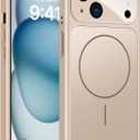 TOBOVON for iPhone 15 Case with Camera Lens Protector, Compatible with MagSafe, Slim Matte Magnetic Shockproof Phone Cover for iPhone 15, Gold