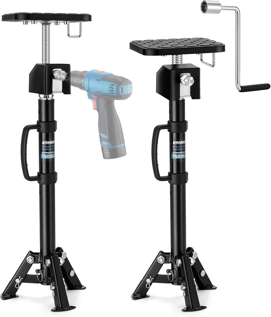 Kohree RV Slide Out Support Jacks, with Tripod Stand and Flat Top, Set of 2