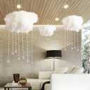 18 Pcs Artificial Cloud Props Ceiling Cloud Decorations with Sun Catching Crystals 3D Hanging Fake Clouds Cotton for Bedroom Living Room Ceiling Baby Shower Party Wedding DIY Hanging Ornament