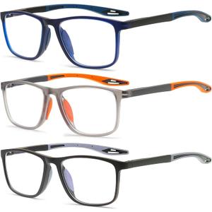 BIENCOOL 3 Pack Reading Glasses for Men Women Blue Light Blocking Readers Lightweight Frames with Spring Hinge