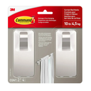 Command 10 lb Satin Nickel Curtain Rod Hooks, 2 Hooks and 4 Command Strips, Damage Free Curtain Rods Hangers with Adhesive, No Drilling Home and Room Decor