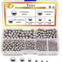 Taiss 620PCS 304 Stainless Steel Precision Balls,Bicycle Bearing Balls Assortment Kit,6 Sizes Steel Balls 1/4" 7/32" 3/16" 5/32" 1/8" 3/32",Precision Steel Ball F-086-620PCS