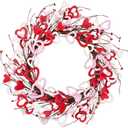 18 Inch Valentine's Day Heart Shaped Wreath for Wedding Party Anniversary - Artificial Wooden Door Wreath Gift for Girlfriend, Women, Mother