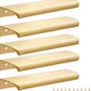 Malimali 5 Pack Modern Aluminum Cabinet Handles - Gold Finger Edge Pulls, 6" Brushed Brass Closet Door Pulls