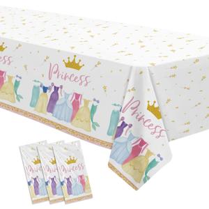 Princess Birthday Party Decorations Tablecloth, Princess Party Decorations Supplies Table Cover for Birthday Baby Shower, Table Cloth, 3 Pack, 55in x 86in
