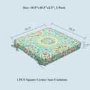 FUNHOME Patio Chair Cushions 18 x 18 x 2.5 Inch,Water-Resistant Outdoor Seat Cushions for Patio Furniture 2 Pack, Sqaure Chair Pads for Wicker Chair Seat, Cyan Circle