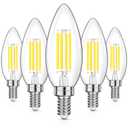 GGOYING LED E12 Candelabra Light Bulbs 40W Equivalent, 4W B11 Candle Base Bulbs, Daylight White 5000K Chandelier Bulb, 500LM Clear Glass Filament Type B Bulb Non-Dimmable, 5 Pack