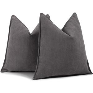ZWJD Rustic Gray Pillow Covers 20x20 Set of 2 Chenille Throw Pillow Covers with Elegant Design Soft and Luxurious Decorative Throw Pillows for Couch, Bed, and Home Decor