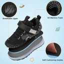 Toddler Sneakers Light Up Shoes for Boy Girl with Hook and Loop Comfortable Led Shoes Non-Slip Dinosaur Shark Shoes Little Kid (Black)