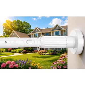 Extra Long No-Drill Tension Curtain Rod 40-166 Inches (4-14Ft), Heavy Duty Adjustable Rod for Outdoor Patio Curtains, Large Windows, Room Divider & Bathroom, White