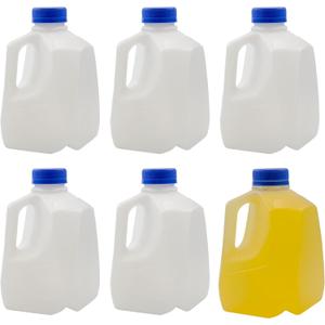 Cornucopia Brands 32oz Plastic Jugs (6-Pack); 1-Quart / 32-Ounce Bottles w/Caps for Juice, Water, Sports and Protein Drinks and Milk, BPA-Free