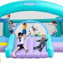 Large Bounce House for Big Kids, 14.8 x 14.5 FT Inflatable Bouncer Jumper Slide with 650W Blower, Basketball Hoop, Throw Ball Game, Ball Pits