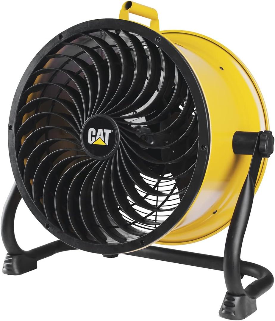 CATERPILLAR (HVD-14AC) High Velocity 14" Drum Air Circulator Fan with Heavy Duty Industrial Grade 360-degree Adjustable Drum Head, and 2300 CFM Dual Ball Bearing 4-speed Motor, Yellow (Floor)