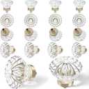 Crystal Vintage Cabinet Dresser Knobs，Brushed Nickel, 16 Pack | Zinc Alloy & Clear Glass, Single-Hole Design, Fits Drawers Dressers Knobs, Kitchen Bathroom Cabinets Hardware Handles