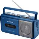 G Keni Portable Cassette Player Boombox AM/FM Radio Stereo, Casette Tape Player Recorder with Earphone Jack Battery Operated or AC Powered (Blue)