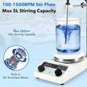 5.5 inch Magnetic Stirrer Hot Plate, Max Temp 572/ 300, 100-1500RPM Ceramic Coated Aluminum Stir Plate, Max 5L Stirring Capacity, with Stir Bar, Temp Probe Sensor, Stand