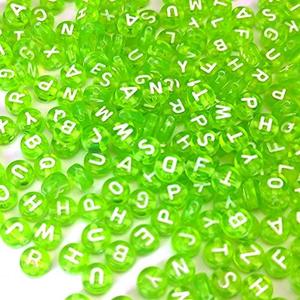 600 PCs 7mm Letter Beads Set DIY Black White Acrylic Alphabet Letter Cylinder Column Beads for Jewelry Making, Bracelets, Necklaces, Key Chains (Green)