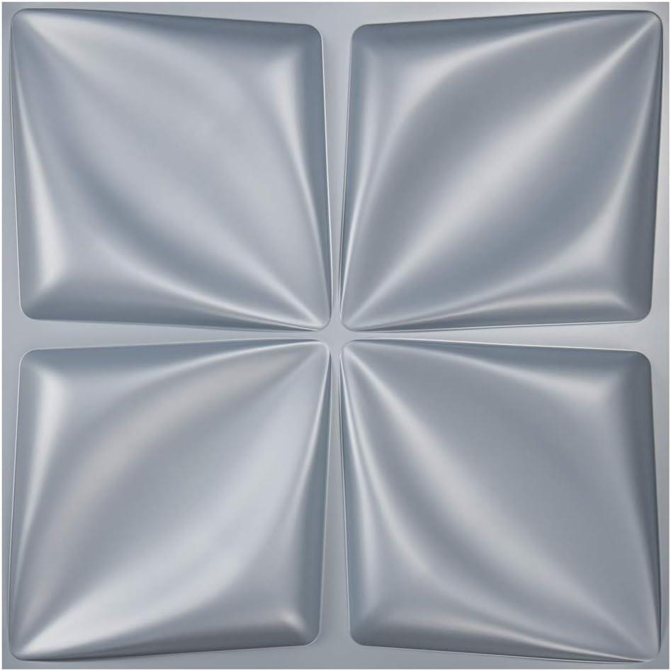 Art3d Matt Grey Silver 3D Wall Panel PVC Flower Design Cover 3 Sq Meter, for Interior Wall Decor in Living Room,Bedroom,Lobby,Office,Shopping Mall (Gray)
