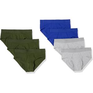 Amazon Essentials Mens Cotton Jersey Brief Underwear (Available in Big & Tall) (Medium, Dark Olive/Royal Blue/Grey Heather)