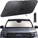 Lamicall Car Windshield Sunshade Umbrella  5-Layer UV Block, 10-Rib Fiberglass Frame for Heat Insulation, 64"x34" Front Window Interior Sun Protection, for Large SUV, Truck Windshield