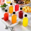 6 Pack, 4 oz Small Clear Glass Bottles with Lids & 2 Stainless Steel Funnels - 120ml Boston Sample Bottle for Potion, Juice, Wellness, Ginger Shots, Whiskey, Liquids - Mini Travel Essential Bottles