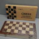 Chess Set,Folding Storage Wooden Chess Board Sets,15" Wooden Chess,3 in 1 Chess Board Game for Adults and Kids (Chess, Backgammon, Checkers)