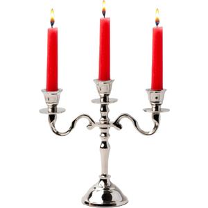 3 Arm Baby Candelabra Silver Glossy 8 Inch Taper Candle Holders Gothic Decorations Candlesticks Holder Home Decor Wedding Parties Centerpiece for Dining Table