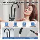 Yagatap Matte Black Freestanding Tub Filler Faucet Tub Filler Free Standing Floor Mount Stand with Shower & Handheld Sprayer 2-Handle Deck Mount Style Mixer Valve for Bathroom