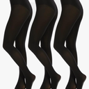 Citystl 3 Pairs Black Tights for Women, Plus Size 60D Semi Opaque Tights, Control Top Microfiber Pantyhose for Women