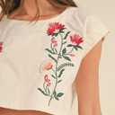 Women Floral Embroidery Dress Sleeveless 2 Piece Tank Top and Skirt Loose Fit Boho Dress, S