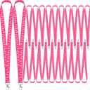 Berlune 100 Pcs Breast Cancer Pink Ribbon Lanyards Breast Cancer Awareness Neck Lanyards with Badge Clip for Men Women