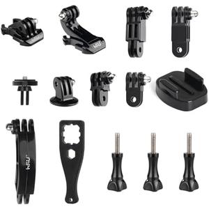 HSU Basic Adapter Grab Bag for GoPro - 13pcs Kit Including Quick Release Buckle, J-Hook Buckle, 3-Way Pivot Arms, Tripod Mount, Curved Extension Arm and Thumbscrews