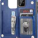 for iPhone 11 Pro Max Wallet Case with Card Holder,OT ONETOP PU Leather Kickstand Card Slots Case,Double Magnetic Clasp and Durable Shockproof Cover for iPhone 11 Pro Max 6.5 Inch (Blue)