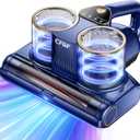 Mattress Vacuum Cleaner, Bed Vacuum Cleaner with 16 Kpa Suction 253.7nm UV-C Light, Ultrasonic & High Heating, 500W Powerful Double-Cup Handheld Vacuums for Bed, Sofa, Couch, Crib, 16.4FT Corded (Blue & Gold)