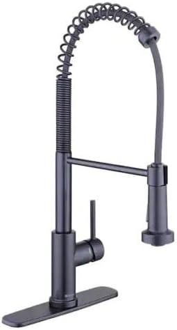 Glacier Bay Paulina Single-Handle Spring Neck Pull Down Sprayer Kitchen Faucet in Matte Black