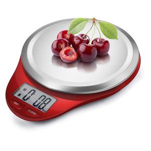 Food Scale, NUTRI FIT Kitchen Scales Digital Weight Grams and Ounces Large Stainless Steel Platform for Baking Cooking Weight Loss, High Accuracy Bread Coffee Scale, 1g Increment Tare Function, Red