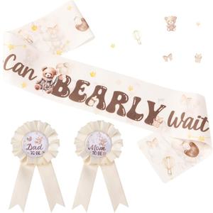 Bear Baby Shower Decorations - 3 Pcs Mom to Be Sash and Dad to Be Badge Pins Set We Can Bearly Wait Baby Shower Decor Boy Girl Gender Reveal Party Supplies for Daddy Mommy Maternity Bear Baby Shower Decorations - 3 Pcs Mom to Be Sash and Dad to Be Badge Pins Set We Can Bearly Wait Baby Shower Decor Boy Girl Gender Reveal Party Supplies for Daddy Mommy Maternity