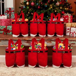 XYHTYBD 10 Pcs Small Christmas Gift Bags, Santa Pants Gift Bag For Wedding Holiday New Year Holiday Gift, Christmas Treat Bags For Kids Decorations