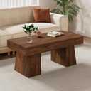 Farmhouse Coffee Table,Living Room Table,47 Inches Coffee Table with Thick Base, Accent Center Table for Living Room, Lounge,Tea Room Or Study,Rustic Brown Color, 47.2 x 23.6 x 19.7 inches