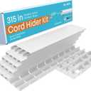 One Cord Channel Cable Concealer - 315in One-Cord Cover for Wall, Mini Wire Hider for 1-2 Wires, Paintable Electric Cable Cover for Outside, Wall Mount TV Cord Hider (White)