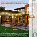 6 Pack String Light Poles for Outside, Upgraded Heavy-Duty Metal Poles for Outdoor String Lights with Fork, Adjustable Lighting Hanging Accessories for Patio Decor Pergola, Backyard Garden Decorations