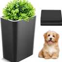 Jingmore Dog Poop Trash Can Outside 2.64 Gal/10 L Plant Styled Dog Waste Trash Can with Lid 50 Pcs Plastic Waste Bags Outdoor Indoor Poop Container Slim Garbage Bin for Yard Garden Pet (Black)